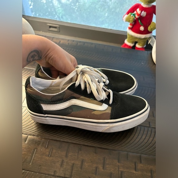 Vans Old Skool Black Green Camo Low Suede Canvas Classic Shoes size women’s 9 - Picture 3 of 5